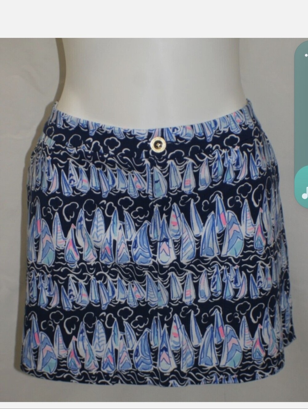 Lilly Pulitzer Navy Sailboat-Print Skort SZ.10